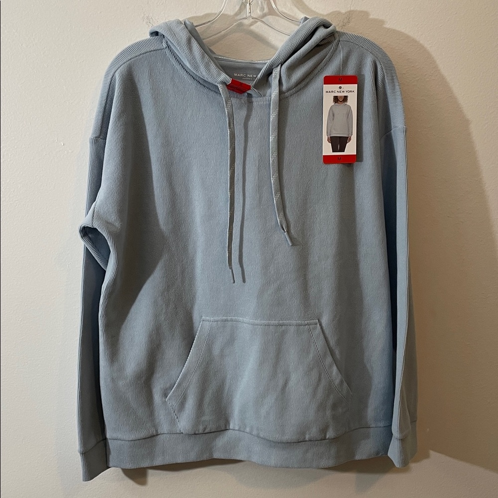 Marc New York Women's size Medium Pullover Hooded Hoodie Sweatshirt Top Blue /Z9